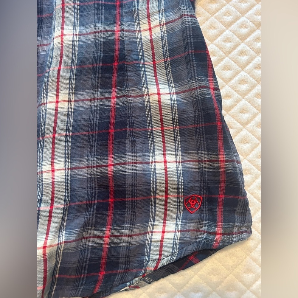 ARIAT Women Plaid Blue Red Cotton Button Up Size M Ranch Country Western Cowgirl - Picture 6 of 13